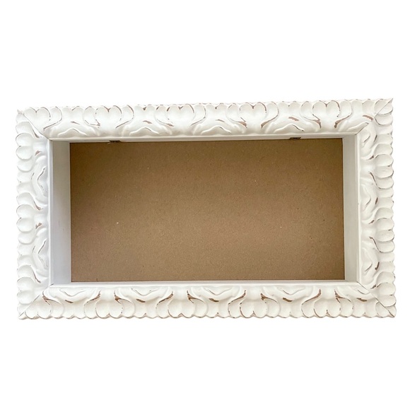 Hobby Lobby White Distressed Ornate Wood Composite Box Wall Frame Shelf - Picture 6 of 16